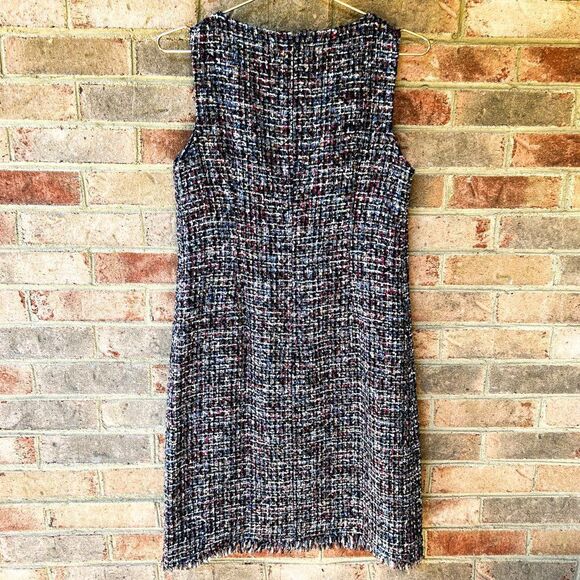 NWT Talbots Black Multi Fringed Festive Tweed Sleeveless Sheath Dress - Picture 12 of 16